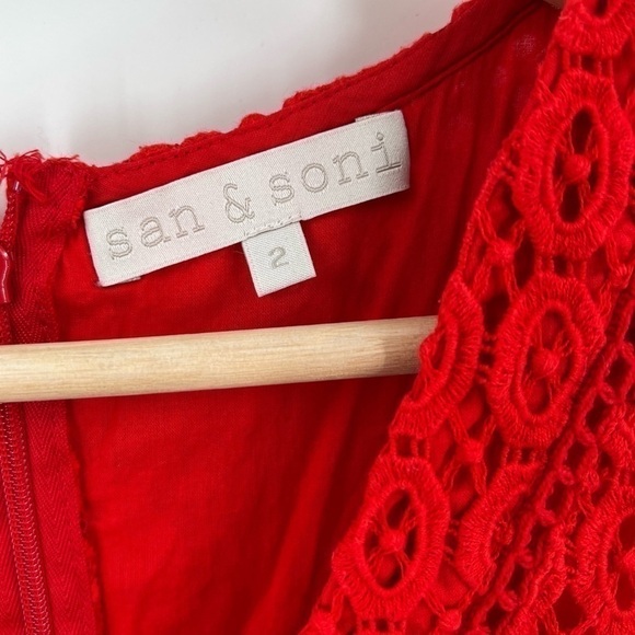 SAM & Soni Anthropologie red crochet lace dress size 2 - Picture 7 of 7